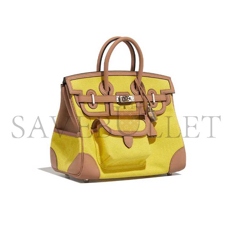 HERMÈS MASTER BIRKIN CARGO 25 TOILE SWIFT JAUNE CITRON CHAI (25*20*13cm)
